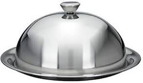 A Cubierta De Alimentos De Acero Inoxidable Placa Plato Con Cubierta De Cupula Cloche Plato Acero Inoxidable Acero Placas