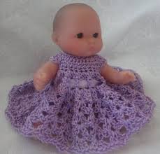 Free Doll Dress Crochet Pattern For Berenguer 5 Inch Doll Baby Crochet Doll Clothes Patterns Crochet Dolls Crochet Doll Clothes