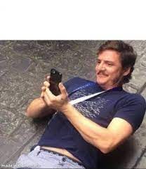 'the mandalorian' star pedro pascal has weighed in on the. Pedro Pascal Smiling At Phone Blank Template Imgflip