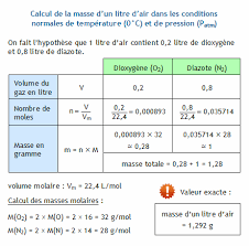 Calculer Le Volume Des Constituants De L Air Dioxygene Diazote Autres Gaz Connaissant Sa Composition En Volume
