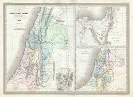 Méditerranée, mer morte, lac de galilée (ou tibériade), fleuve du jourdain. Palestine Au Temps De Jesus Christ Carte De La Route Suivie Par Les Hebreux Depuis Leur Depart De L Egypte Jusqua Leur Entree Dans Le Pays De Chanaam Carte Des Tribus D Israel Geographicus