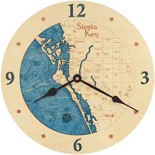 Siesta Key Wood Clock Wood Chart Wood Map Art Florida Laser