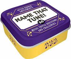 Challenge them to a trivia party! After Dinner Amusements Name That Tune 50 Music Trivia Questions And Challenges Imagine That Toys