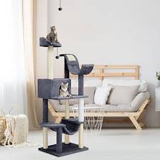 Finether Katzenbaum Kratzbaum Katzenkratzbaum Kletterbaum Mit Liegeplatz Hohle Kratzwelle Und Kratzstamme Sisal Und P Katzenkratzbaum Katzen Treppe Haus Deko