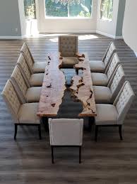 Epoxy resin live edge blue river dinning table top 35mm thickness (top only). Live Edge Furniture By Kristopher Kirkpatrick