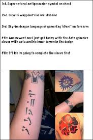 The categorical part that contains the basic meaning) appearing first in most cases. Lsf Supernatural Anfipossesion Symbol On Chest 2nd Skyrim Wavpoinf Hud Wrisfbband 3rd Skyrim Dragon Language Of Gamertaq Ogeni On Forearm Hh And Newest One I Just Gof Fodav With The Asia Grimoire