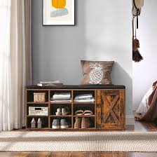 Maybe you would like to learn more about one of these? Loon Peak Shoe Bench Storage Bench With Cupboard And 9 Open Compartments Shoe Shelf Padded Seat Barn Door 43 3 X 11 8 X 18 9 Inches Rustic Brown Reviews Wayfair Ca