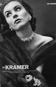 Kramer of New York Rhinestone Brooch Signed Ice Clear Baguettes Gold Metal  2.5" Vintage 1960s