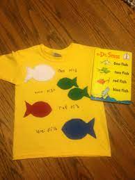 For Dr Seuss Day One Fish Two Fish Red Fish Blue Fish Tshirt W Felt Fish Diy Halloween Costumes Easy Dr Seuss Crafts Dr Seuss Diy Costumes