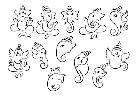Set Of Ganesh Icon Line Vector Mehndi Designs Book Mehndi Art Designs Ganesh Art