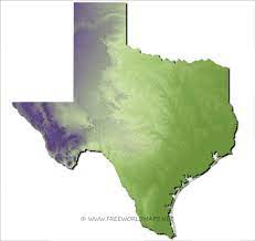 Physical map of texas with key. Physical Map Of Texas