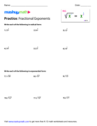 The graphic organizer from all things algebra is the bomb. Fractional Exponents Lesson And Free Worksheet Mashup Math