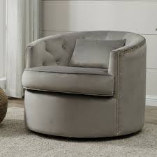 Donahue Velvet Nailhead Tufted Swivel Barrel Chair Barrel Chair Swivel Barrel Chair Swivel Chair Living Room