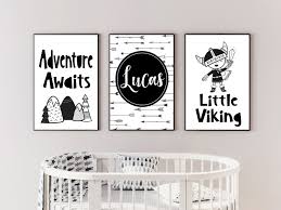 Digital Download Customised Baby Name Print Nursery Wall Decor Boys Room Printable Wall Art Viking Monochrome Black And White Nursery Room Boy Nursery Prints Boy Nursery