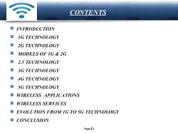 Presentation On 1g 2g 3g 4g 5g Cellular Wireless Technologies