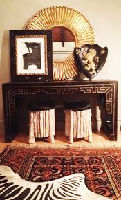 Living Room Vignette By Bedfordhg Art Deco Console Table Sunburst Mirror Layered Rugs