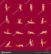 Desenhos animados Diferentes Poses Sexo ou Posição Casal Set. Vetor Vetor  de stock de ©bigmouse 188631436