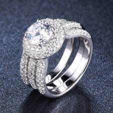 Maybe you would like to learn more about one of these? 4 6ct Luxury Diamond Wedding Ring Sets 2 In 1 Solid 925 Sterling Silver Round Cz Engagement Rings For Women Bridal Proposal Gift Rings Aliexpress