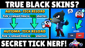 Our brawl stars skins list features all of the currently and soon to be available cosmetics in the game! Secret Tick Nerf True Black Skins Brawl News Brawildays Brawl Stars Youtube