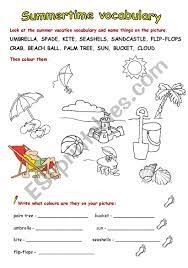 summer vacation vocabulary full version esl worksheet by zeberka