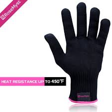 Rosemyst Professional Heat Resistant Glove For Hair Styling Heat Insulation For Hair Iron And Curling Tools Suitable For Left And Right Hands Black