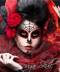 red black glitter sugar skull mask easy