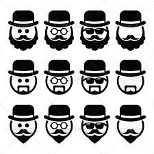 Man In Hat With Beard And Glasses Icons Set Hats For Men Beard Vector Beard
