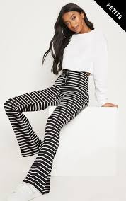 Black And White Striped Flare Pants Outfit Petite Black Striped Flared Trousers Pants For Women Black White Outfit Slacks For Women
