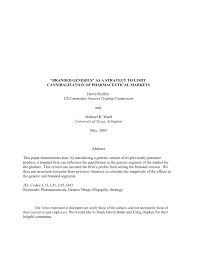 Pdf Branded Generics As A Strategy To Limit Cannibalization Of Pharmaceutical Markets