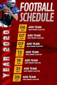 Football Game Schedule Poster In 2020 Team Schedule Football Game Schedule Football Poster