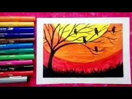 25 sunset scenery drawing ideas. How To Draw Birds Sunset Scenery For Kids Learn Colors And Easy Drawings For Kids Youtube Art Drawings For Kids Easy Drawings For Kids Hand Painting Art