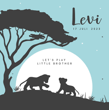 Stoer Jungle Geboortekaartje Broertje In Lion King Thema Met Welpjes Lion Leeuwenkoning Thema