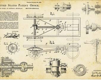 Ford Model T Patent Art Poster: Automobilia Blueprint, Engine Diagram - Etsy New Zealand