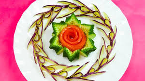 Beautiful Cucumber Tomato And Eggplant Garnishes For Hotel Restauran Restaurant Recipes Amazing Food Art Vegetable Decoration