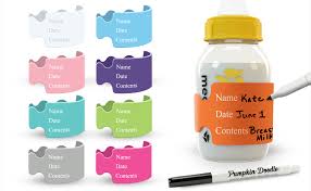 Amazon Com The Original Write And Reuse Baby Bottle Labels For Daycare Available In 11 Colors Includes 4 Labels And 1 Dry Erase Marker Baby