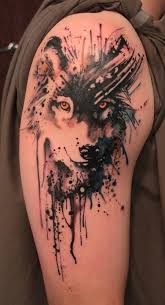 Black And White Watercolor Wolf Tattoo Watercolor Tattoos On Tumblr Quarter Sleeve Tattoos Watercolor Wolf Tattoo Tattoos