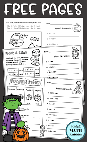 Free Math And Word Pages October Math Free Math Early Finishers Activities