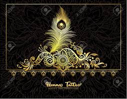 The ink is applied with an applicator as if the design was being drawn with brush and ink on skin. Template Design With Traditional Indian Henna Tattoo With Peacock Royalty Free Cliparts Vectors And Stock Illustration Image 147727506