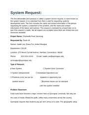 What A System Request Is And Project Assignment System Request The First Deliverable End Product Is Called A System Service Request Or More Known Course Hero