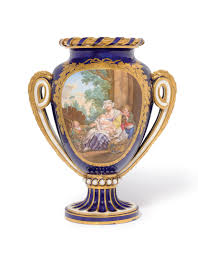 A Sevres Beau Bleu Two Handled Oviform Vase Vase A Ruban Or Vase A Couronne Circa 1770 Price Realised Gbp 27 500 In 2020 Sevres The Royal Collection Beau