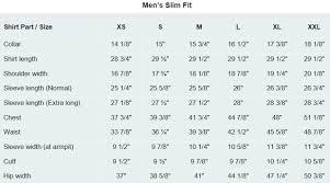 mens dress shirt measurement guide with size chart