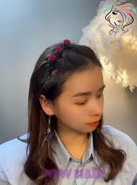 Nice hairstyle with many accessories