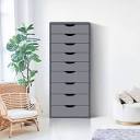 HOMESTOCK Gray, 9 Drawer with Shelf, Office File Cabinets Wooden ...