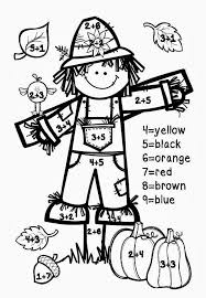 Fall Addition Color By Number Fall Math Math Coloring Kindergarten Addition Worksheets