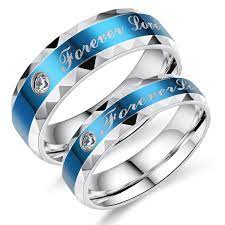 Click To Buy Fashion Hot Lovers Jewellery Stainless Steel Blue Ring Roma Cubic Zirconia Wedding Rings Romantic Wedding Rings Engagement Ring Wedding Band