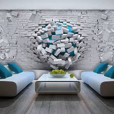 Bild Tapete Fototapete Wandbild Tapeten 3d Ziegel Blau Wand Weiss Foto 3006 P8 Wandgestaltung Fototapete Wandgestaltung Wandbild Wand