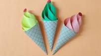 How to make paper ice cream cone || Paper ice cream cone craft || Origami  craft ideas