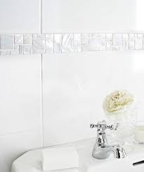 The border itself can differ from the surrounding tile not only in color but in material and ornament as well. Mother Of Pearl White Modular Border Tile Bathroom Wall Tile Tile Bathroom Border Tiles