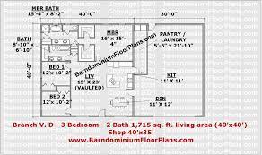Barndominium floor plans, barn house plans and designs for metal buildings with living quarters. Branch 40 Wide 3 Bedroom Barndominium Floor Plan Versions Barndominiumfloorplans