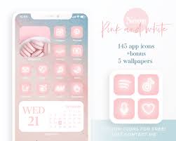 145 Aesthetic App Icons White Neon App Covers Ios 14 Icons Etsy In 2021 App Icon App Covers Pink Iphone